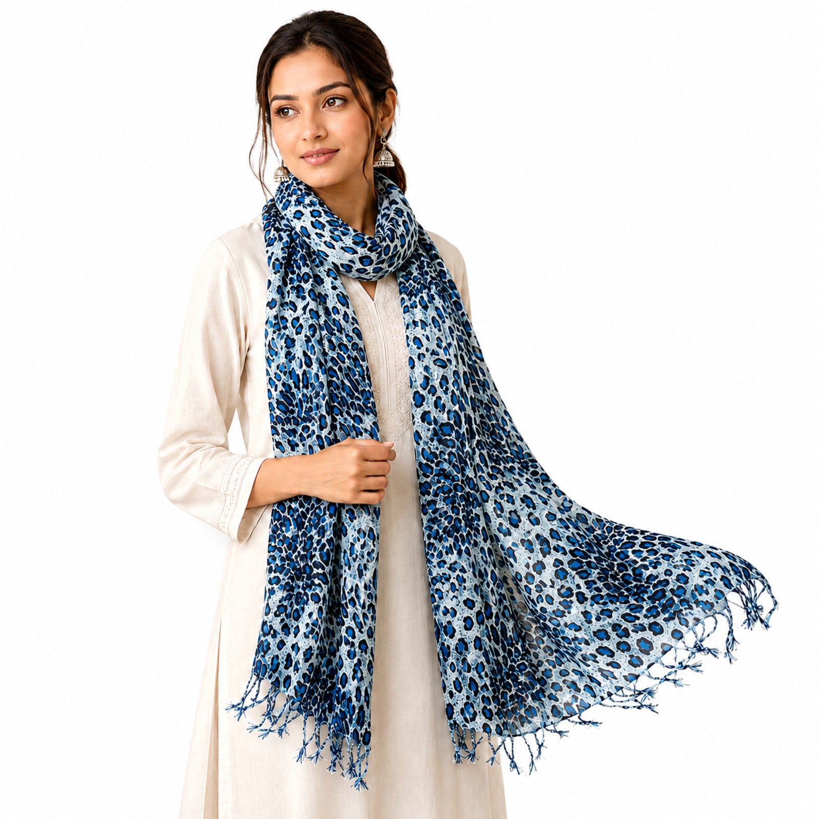 Women's Blue Animal Print Fashion Scarf