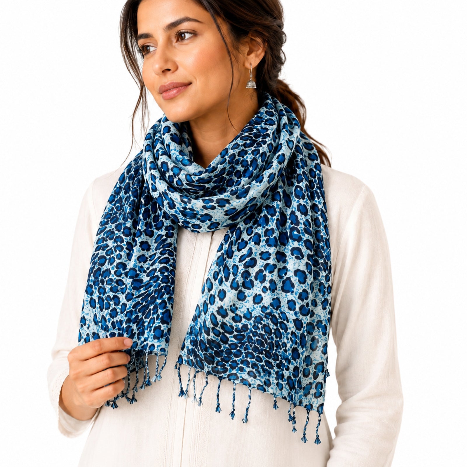 Women's Blue Animal Print Fashion Scarf