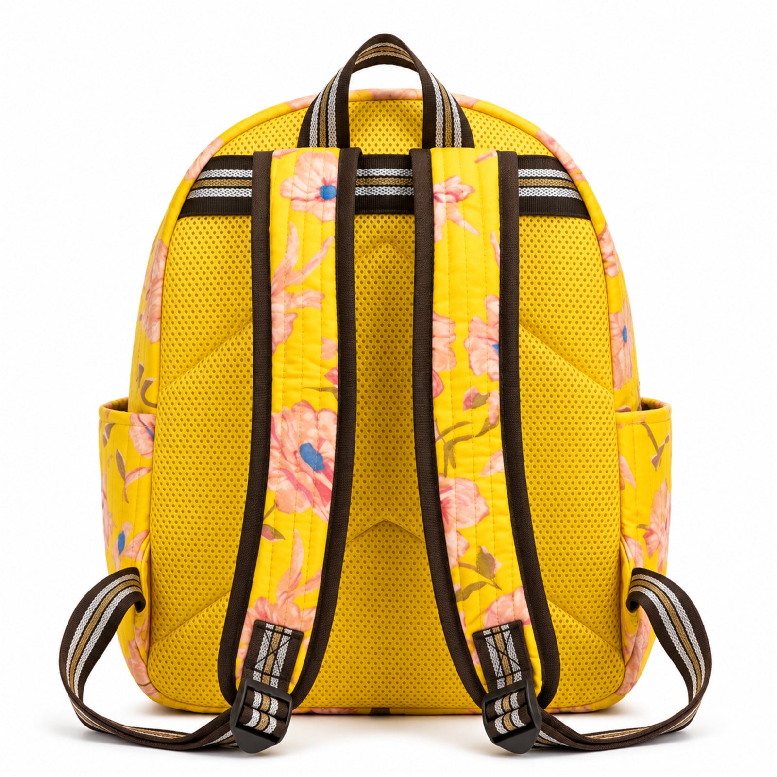 Women's Michael Floral Printed Yellow Quilted Backpack