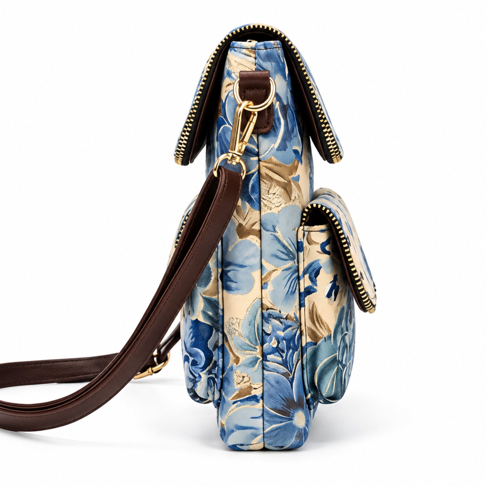 Women's Blue Floral Printed Sling Bag