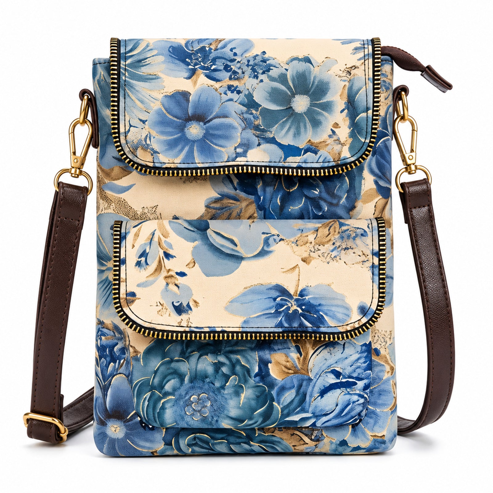Women's Blue Floral Printed Sling Bag