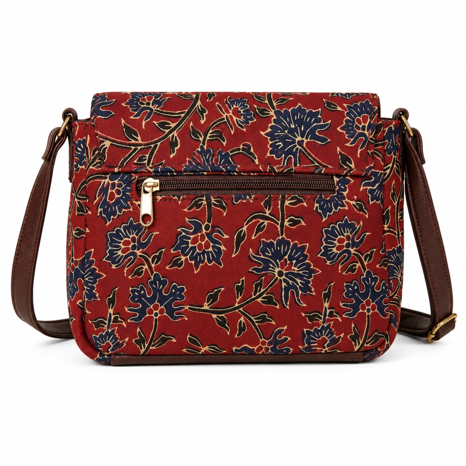 Women's Maroon Floral Printed Crossbody Sling Bag with Flap Closure