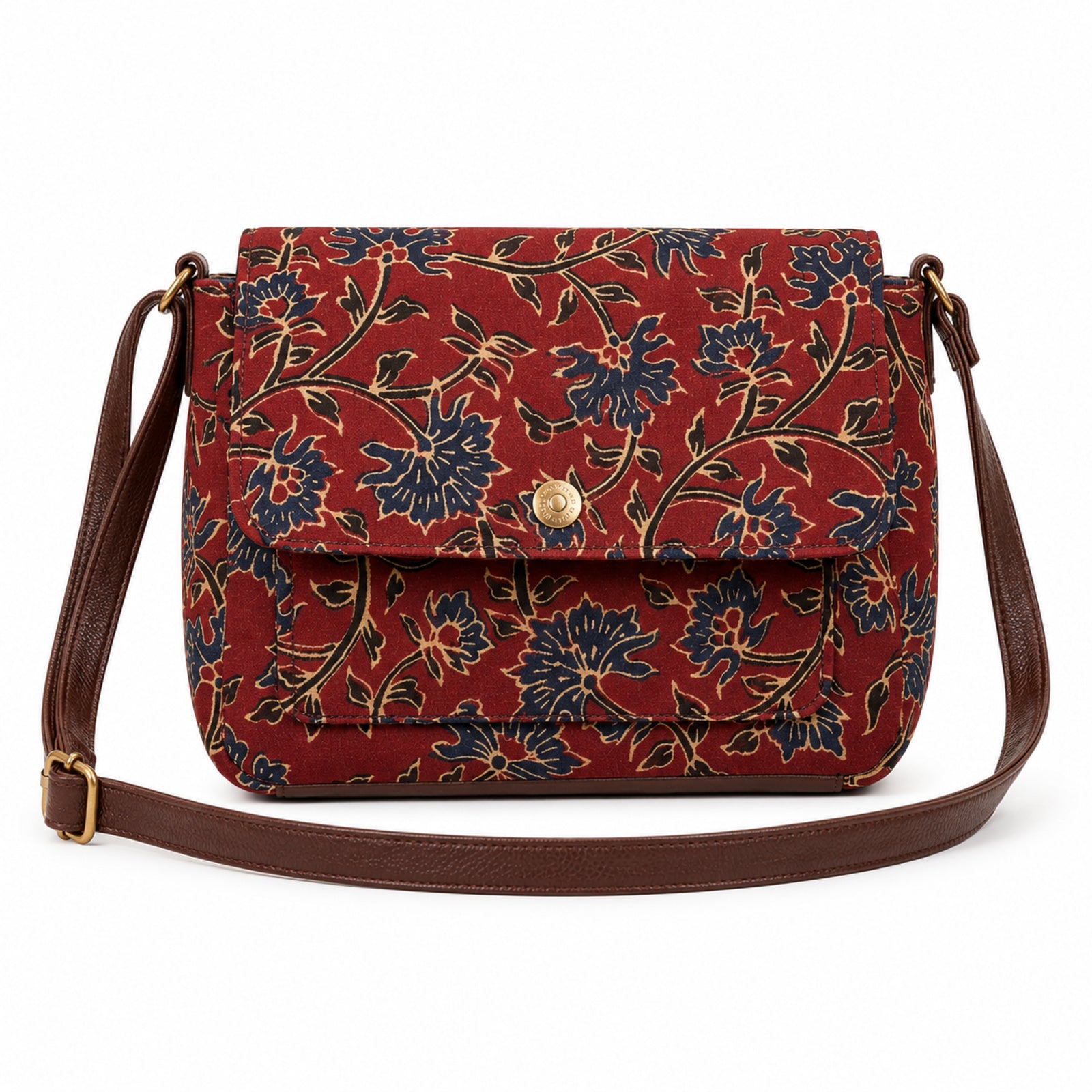 Women's Maroon Floral Printed Crossbody Sling Bag with Flap Closure