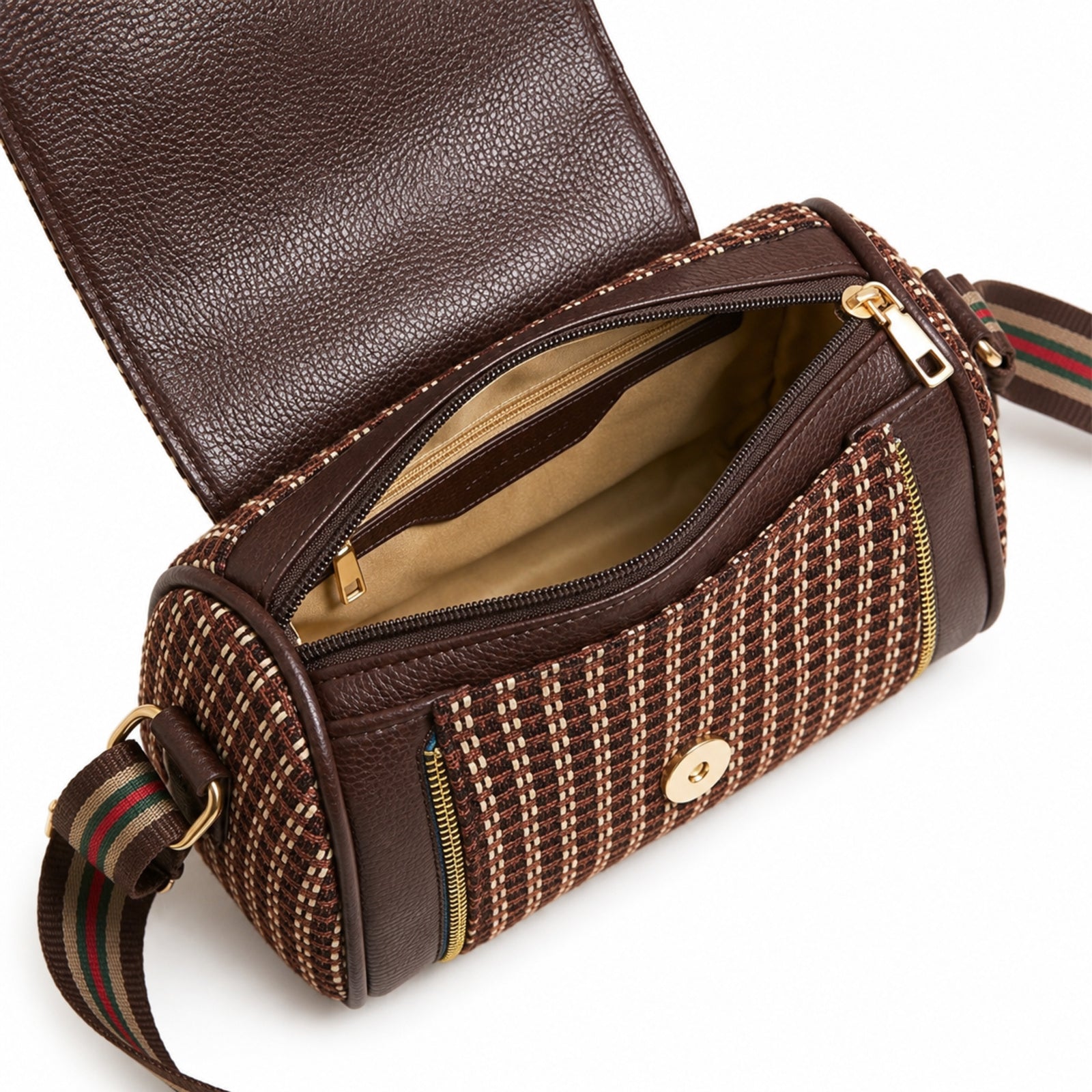 Women's Brown Textured Crossbody Sling Bag with Tassel Detail
