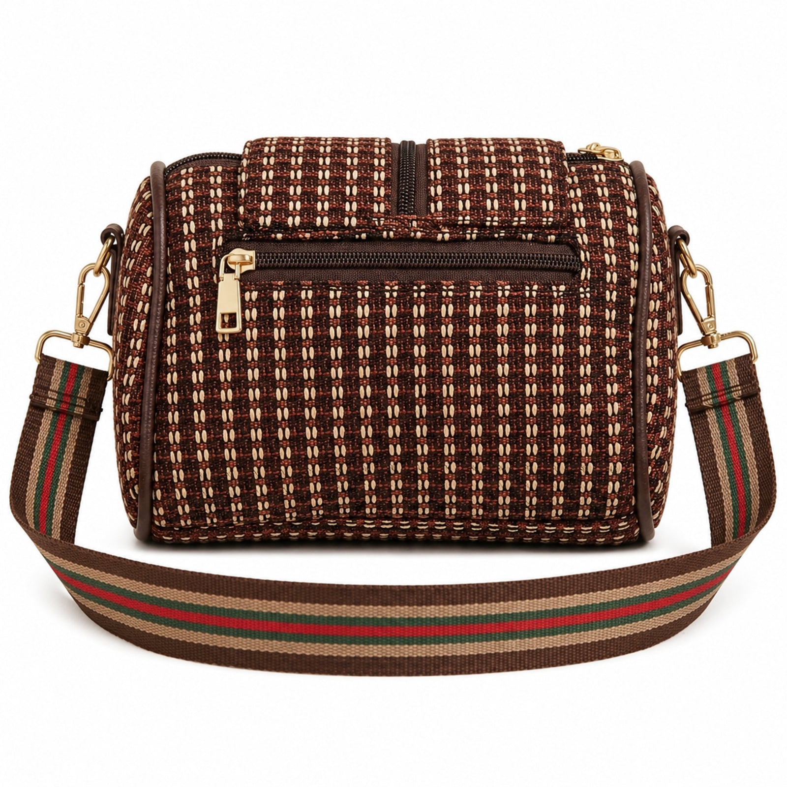 Women's Brown Textured Crossbody Sling Bag with Tassel Detail