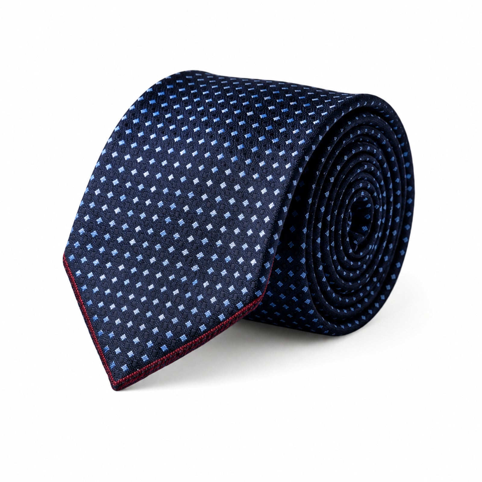 Men's Luxury Micro-Patterned Navy Blue Silk Formal Necktie with Matching Cufflinks Set