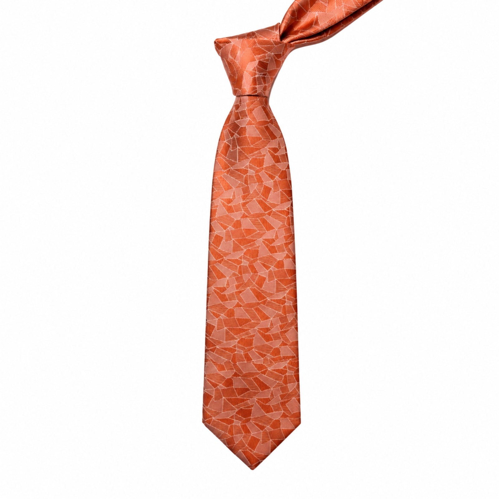 Men's Luxury Mosaic-Patterned Orange Silk Formal Necktie