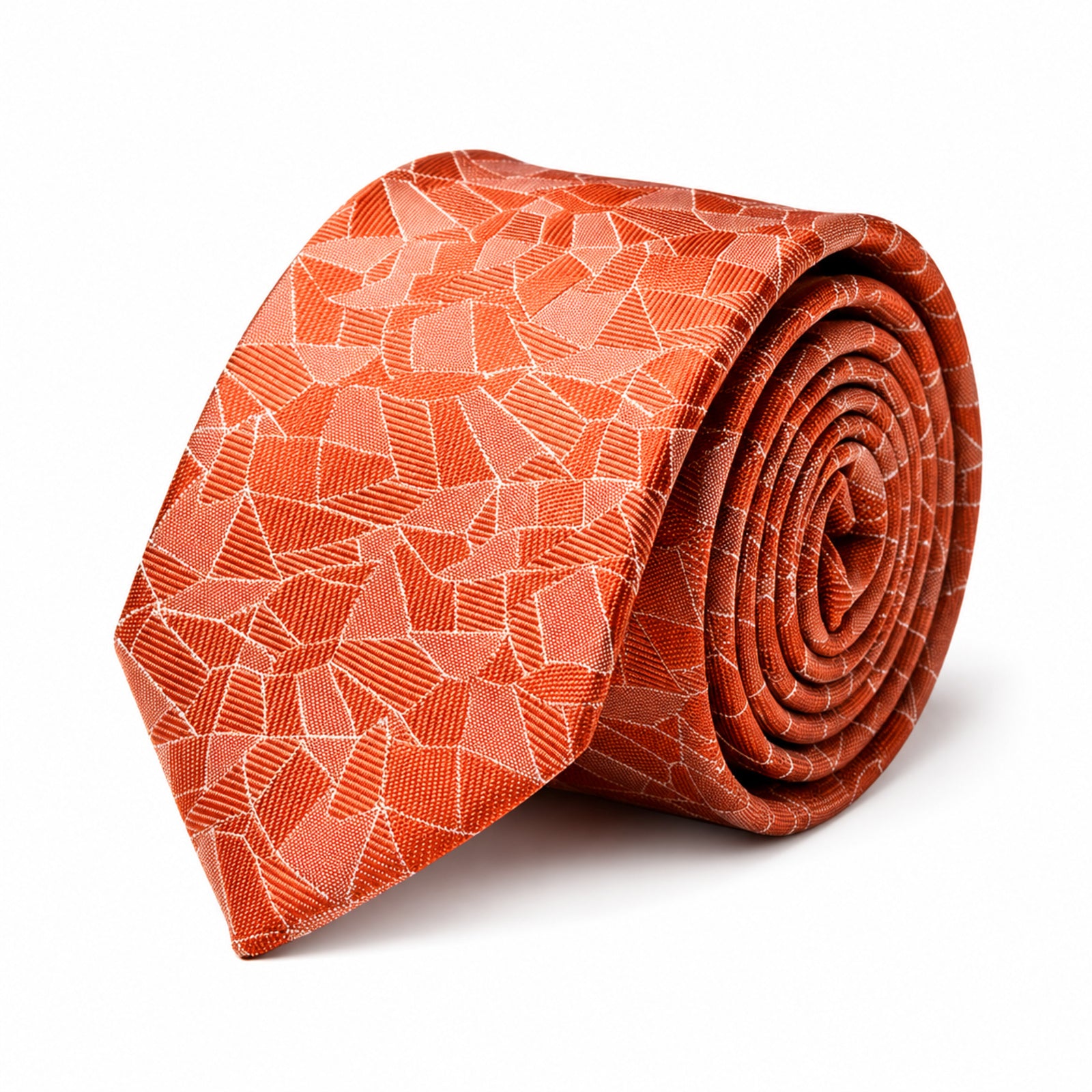 Men's Luxury Mosaic-Patterned Orange Silk Formal Necktie