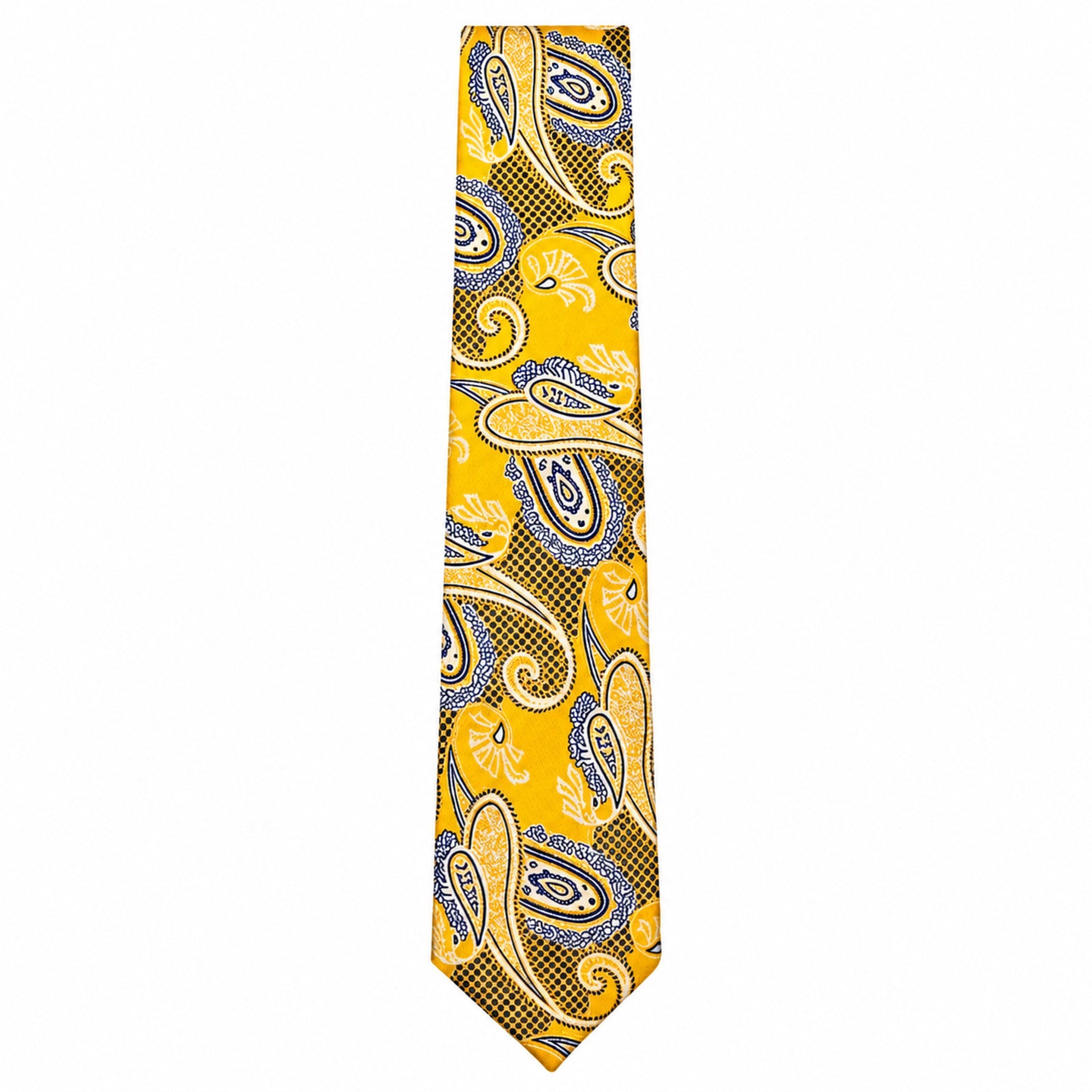 Men's Luxury Paisley-Patterned Yellow Silk Formal Necktie