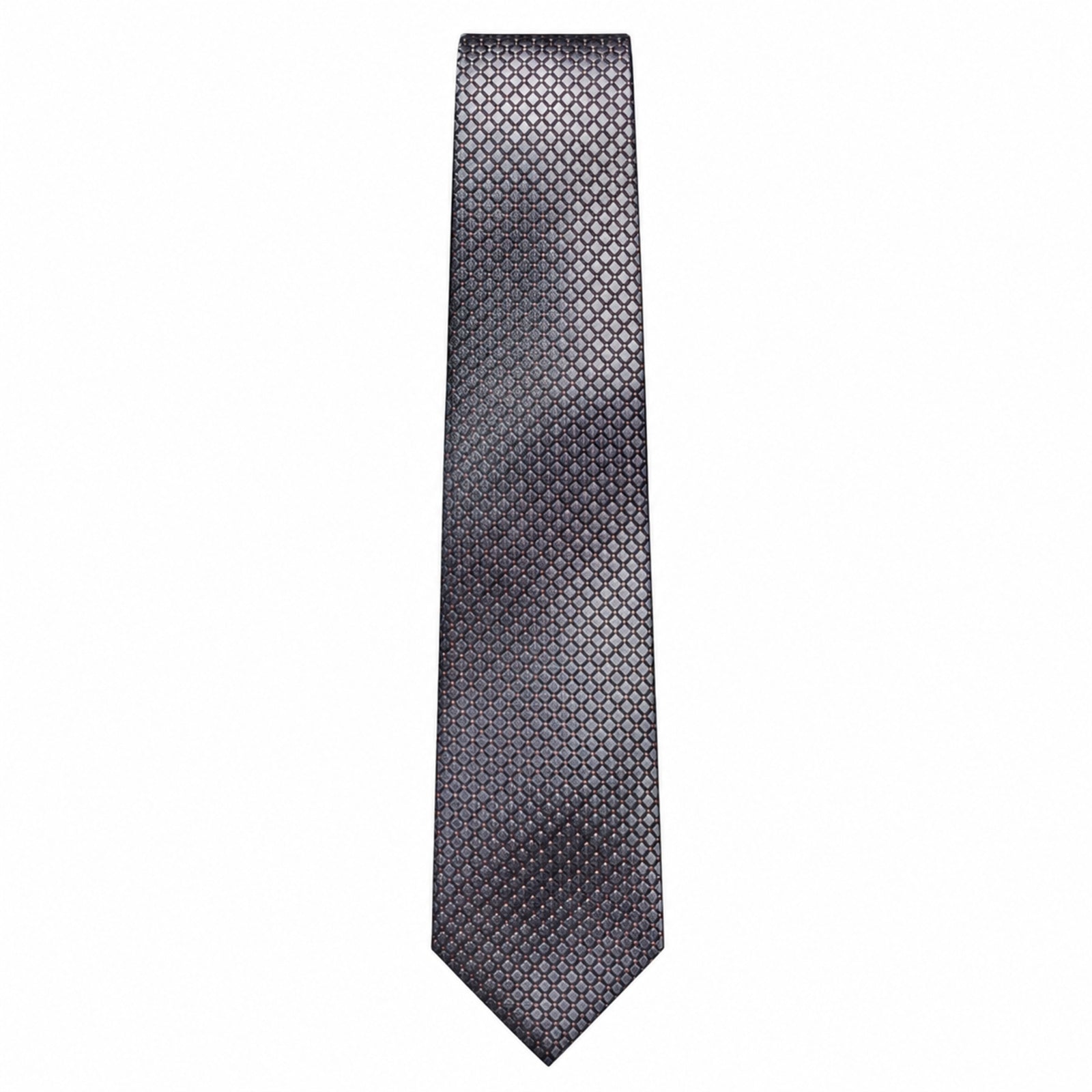 Men's Luxury Geometric Patterned Light Grey Silk Formal Necktie