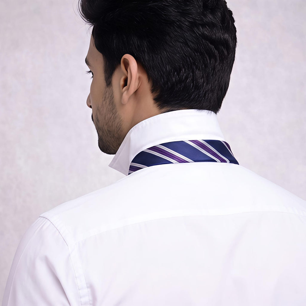 Navy Blue Diagonal Strips Tie