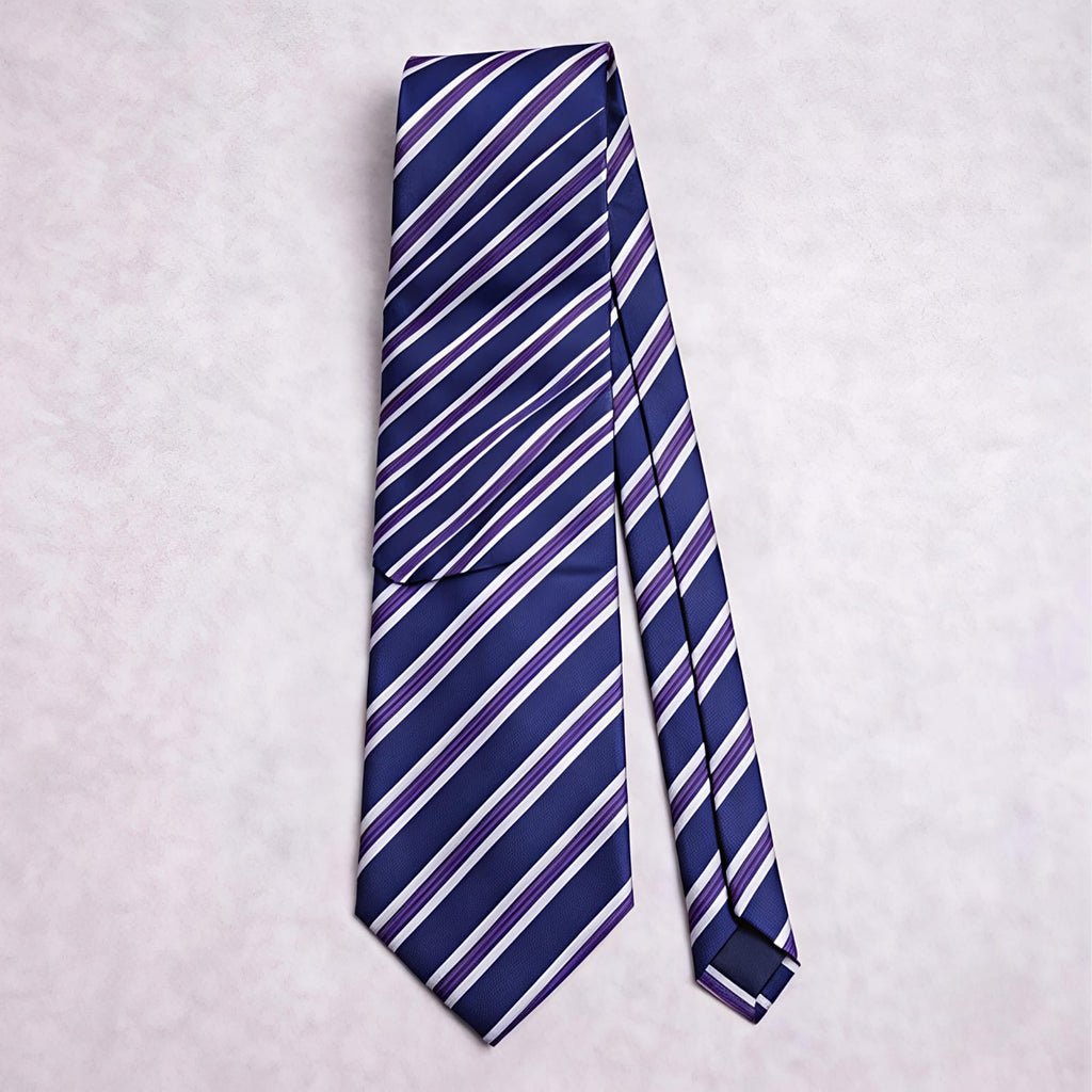 Navy Blue Diagonal Strips Tie