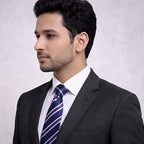 Navy Blue Diagonal Strips Tie