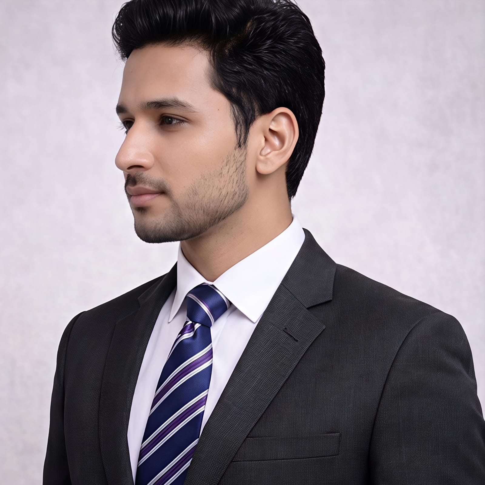 Navy Blue Diagonal Strips Tie