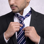 Navy Blue Diagonal Strips Tie