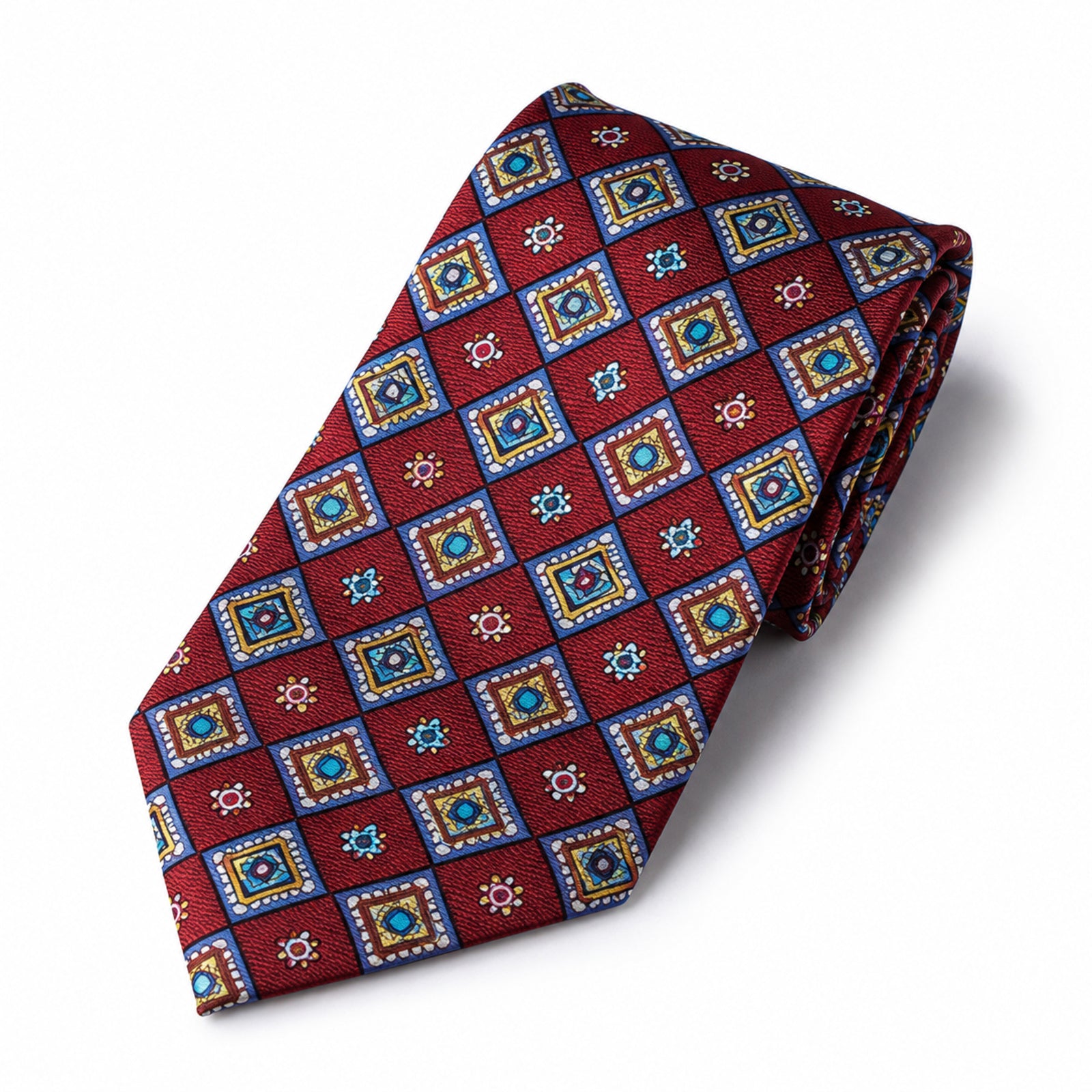 Maroon Geometric Tie