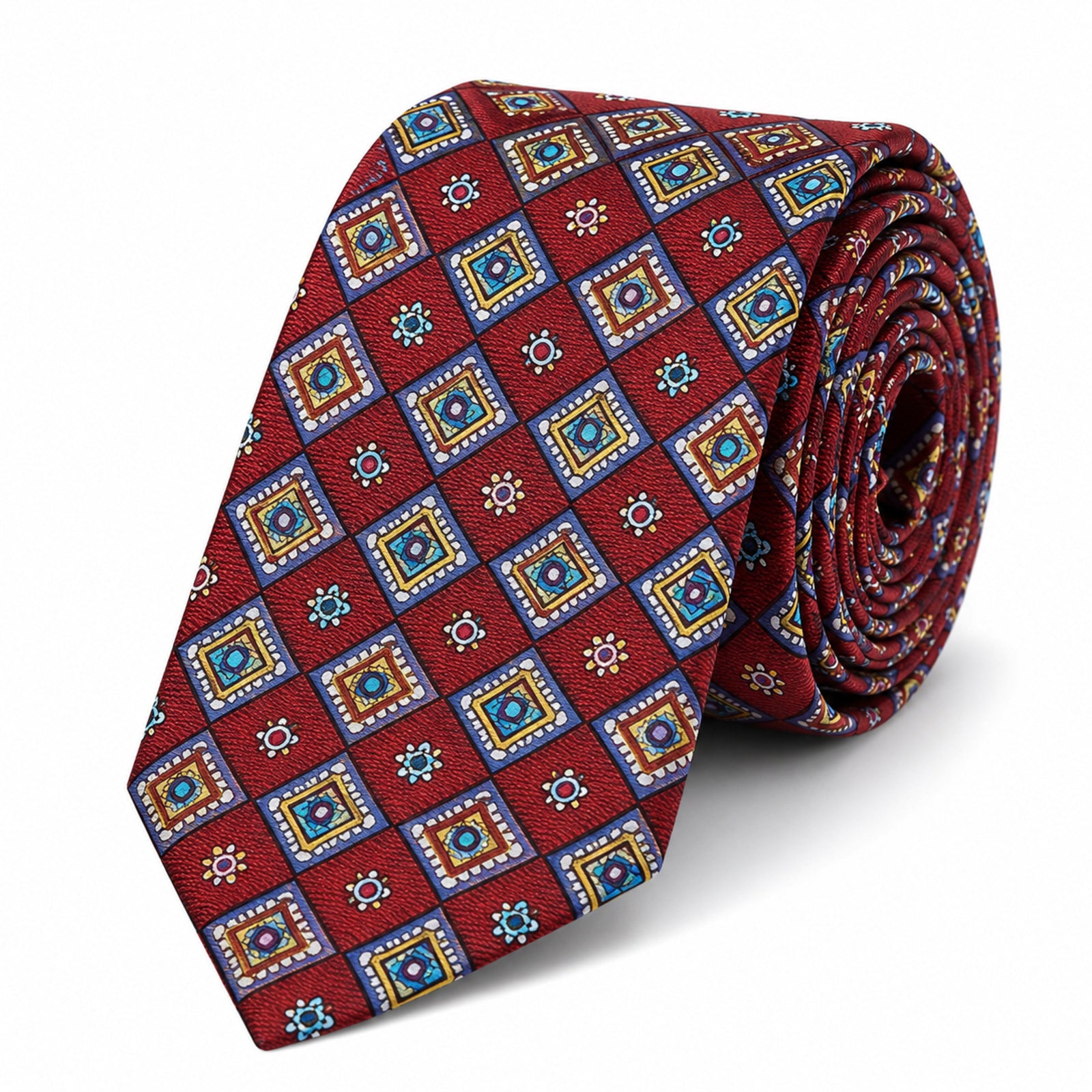 Maroon Geometric Tie