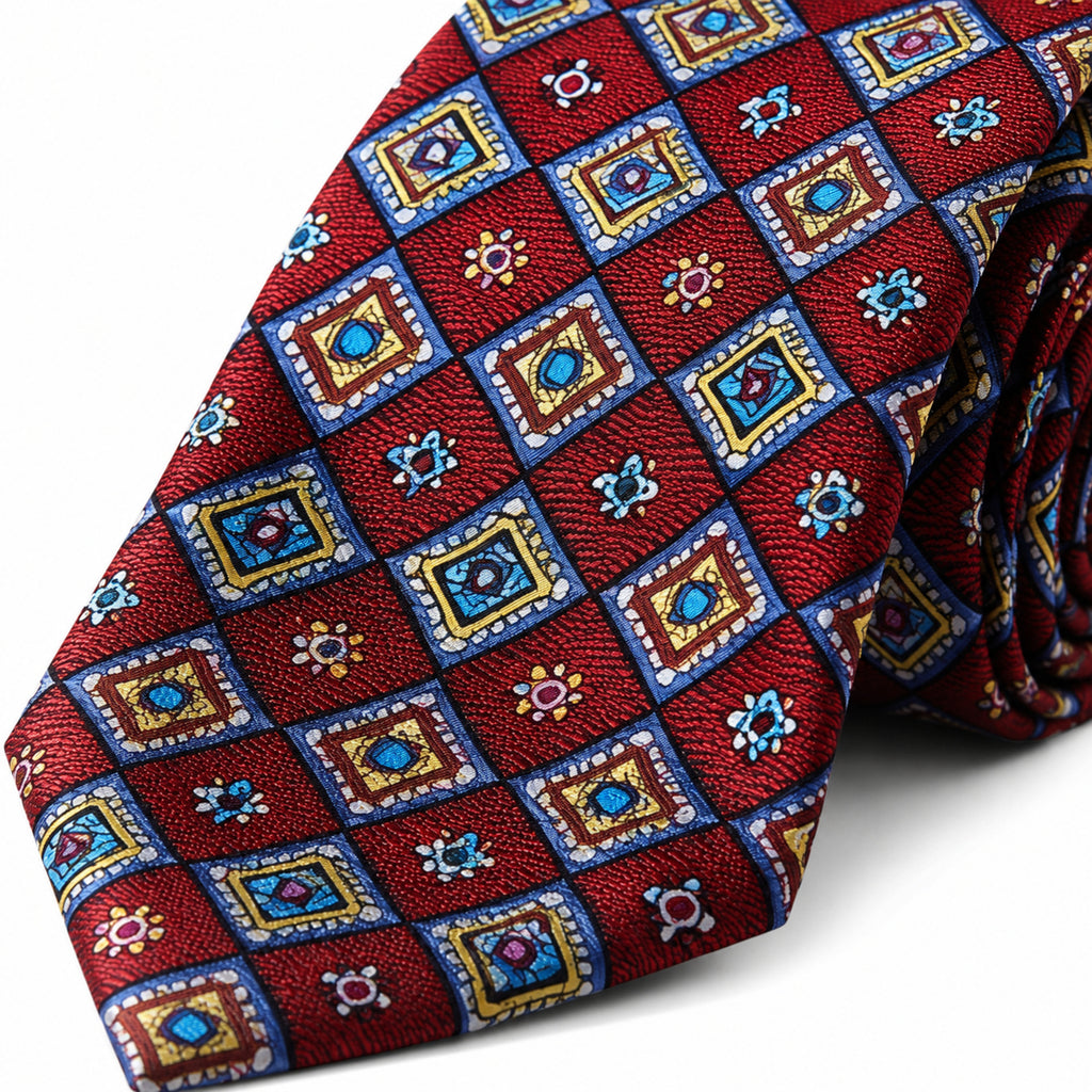 Maroon Geometric Tie