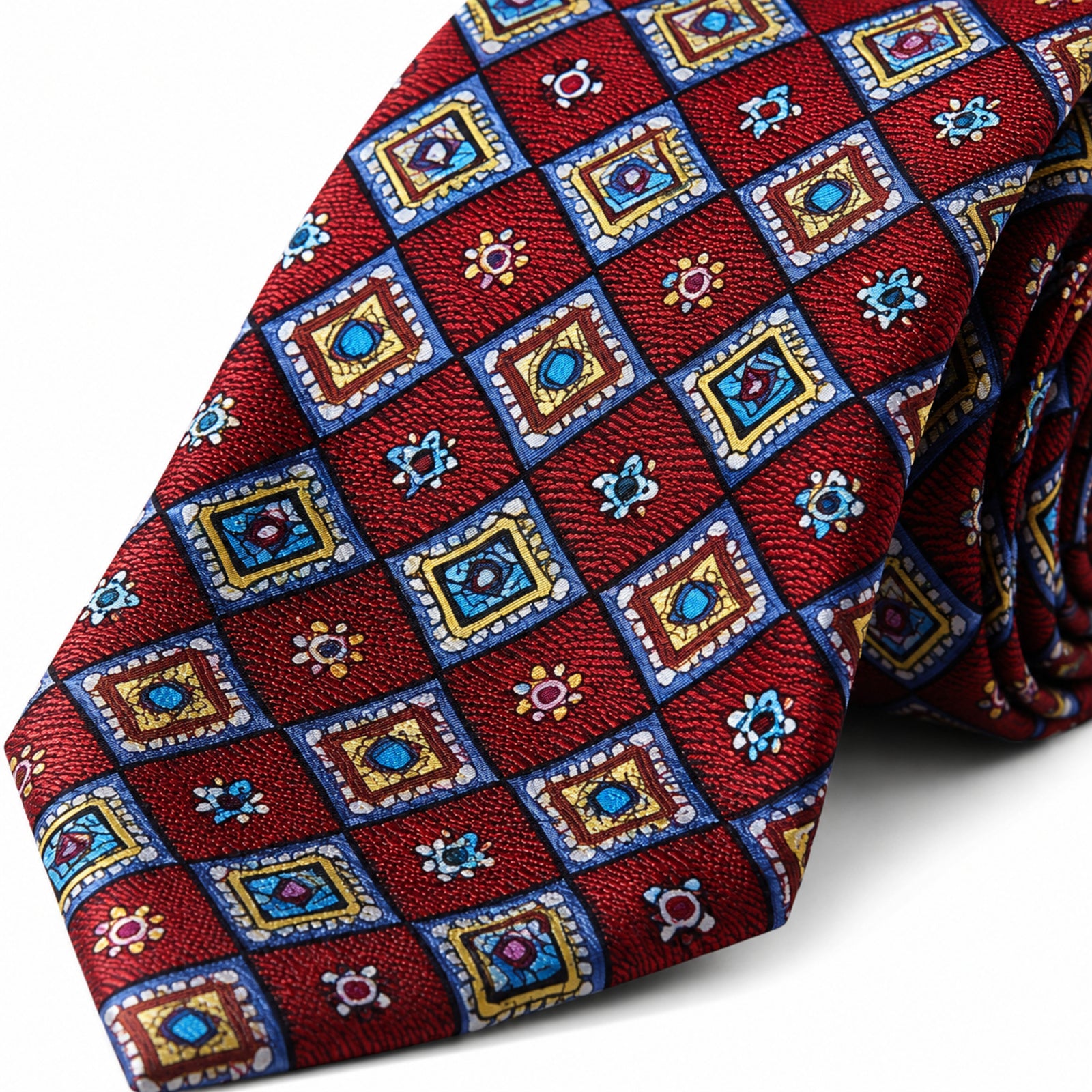 Maroon Geometric Tie