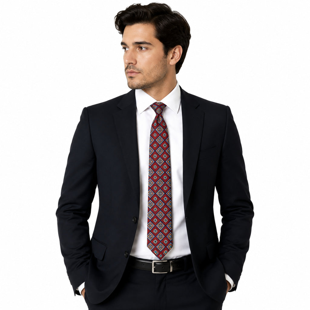 Maroon Geometric Tie