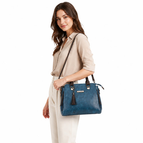 Azure Luxe Structured Handbag