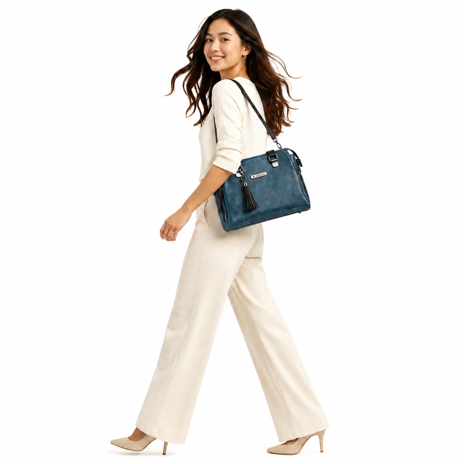 Azure Luxe Structured Handbag