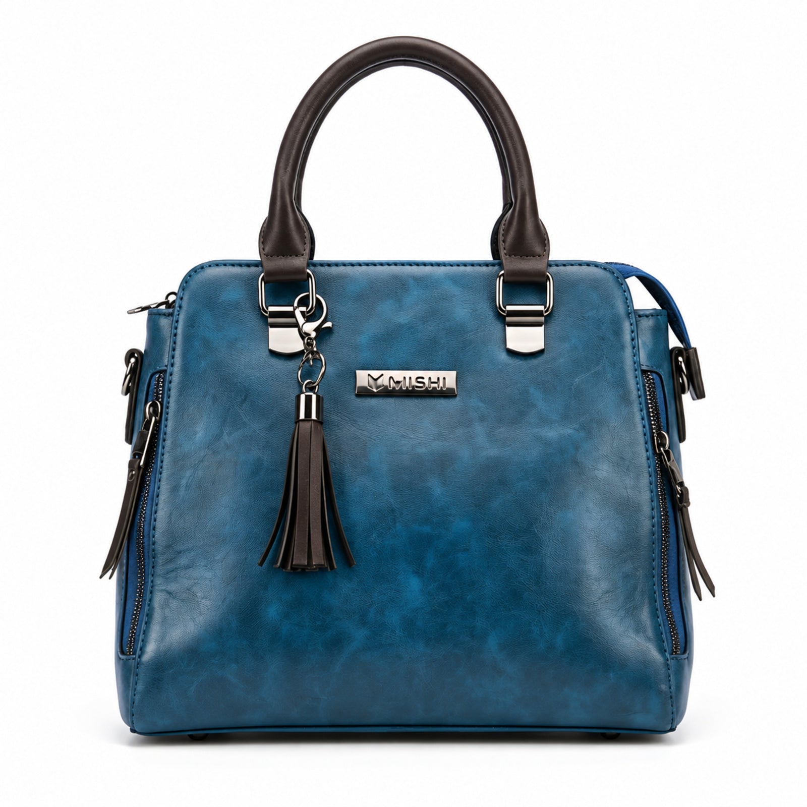 Azure Luxe Structured Handbag