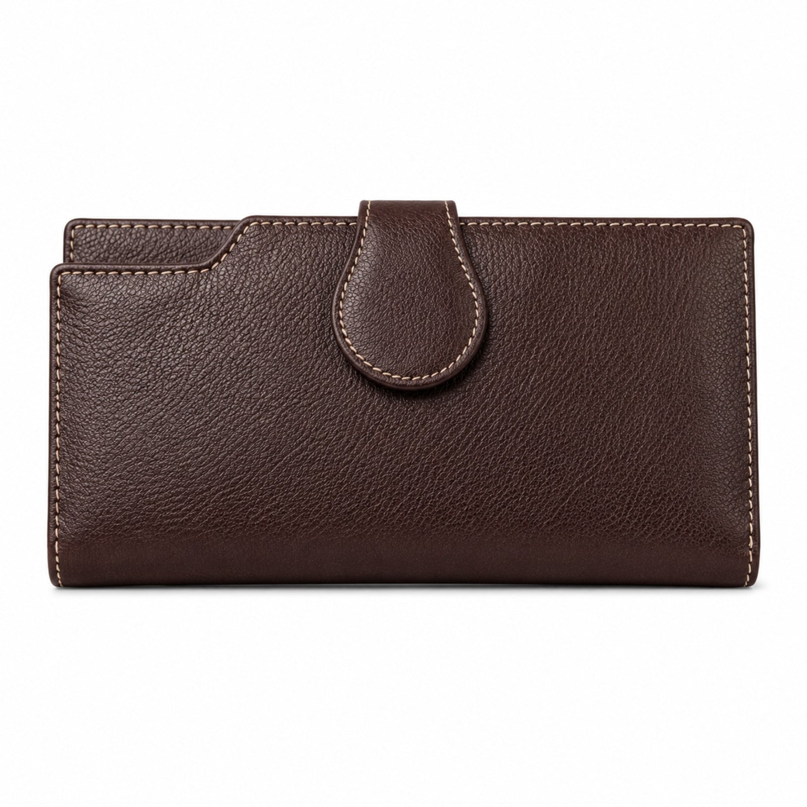 Women's Brown Leather Wallet Clutch