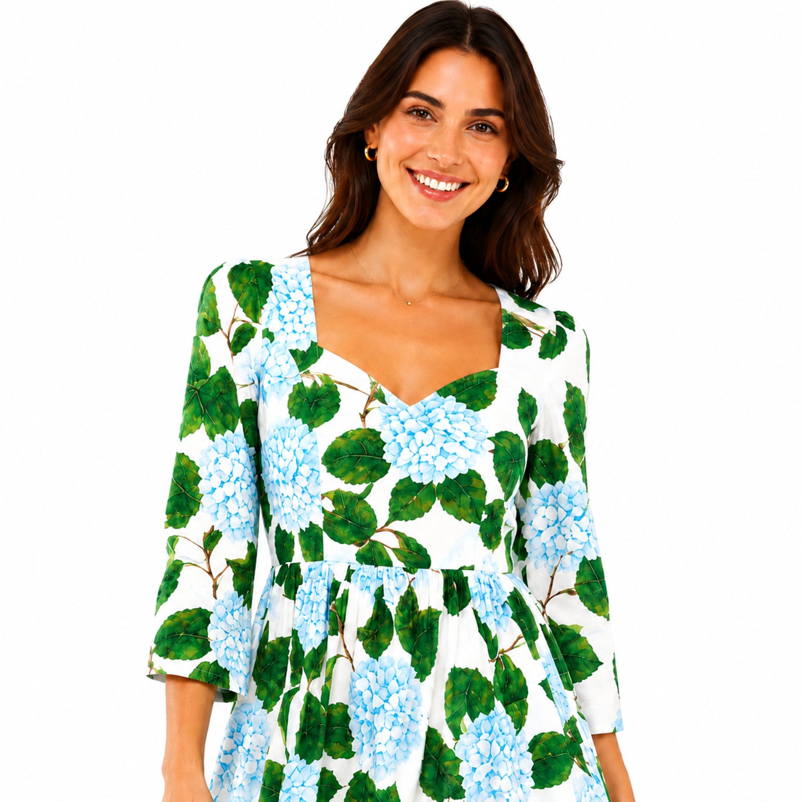 Women's Green Floral Print Sweetheart Neck Fit and Flare Mini Dress | Breezy Casual Day Dress