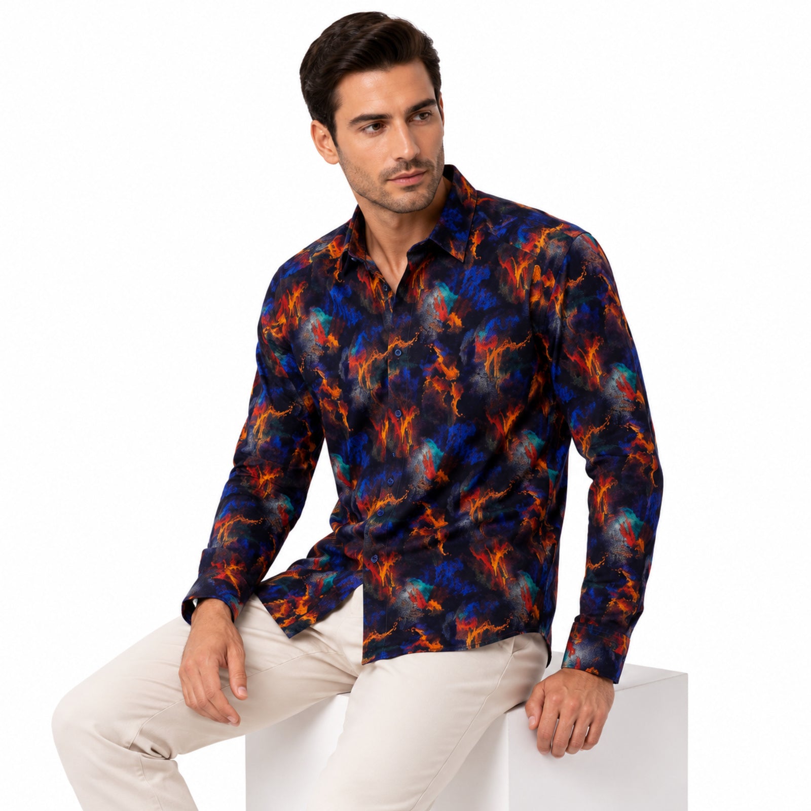 Abstract Tie-Dye Print Shirt