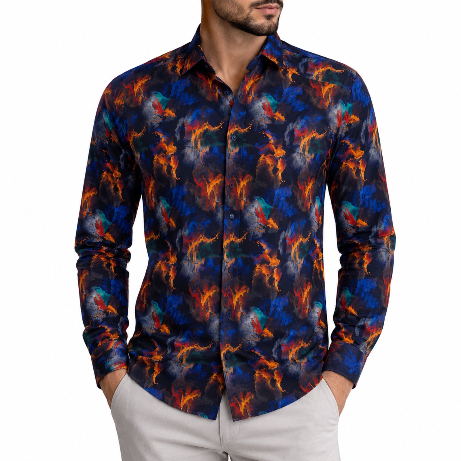 Abstract Tie-Dye Print Shirt