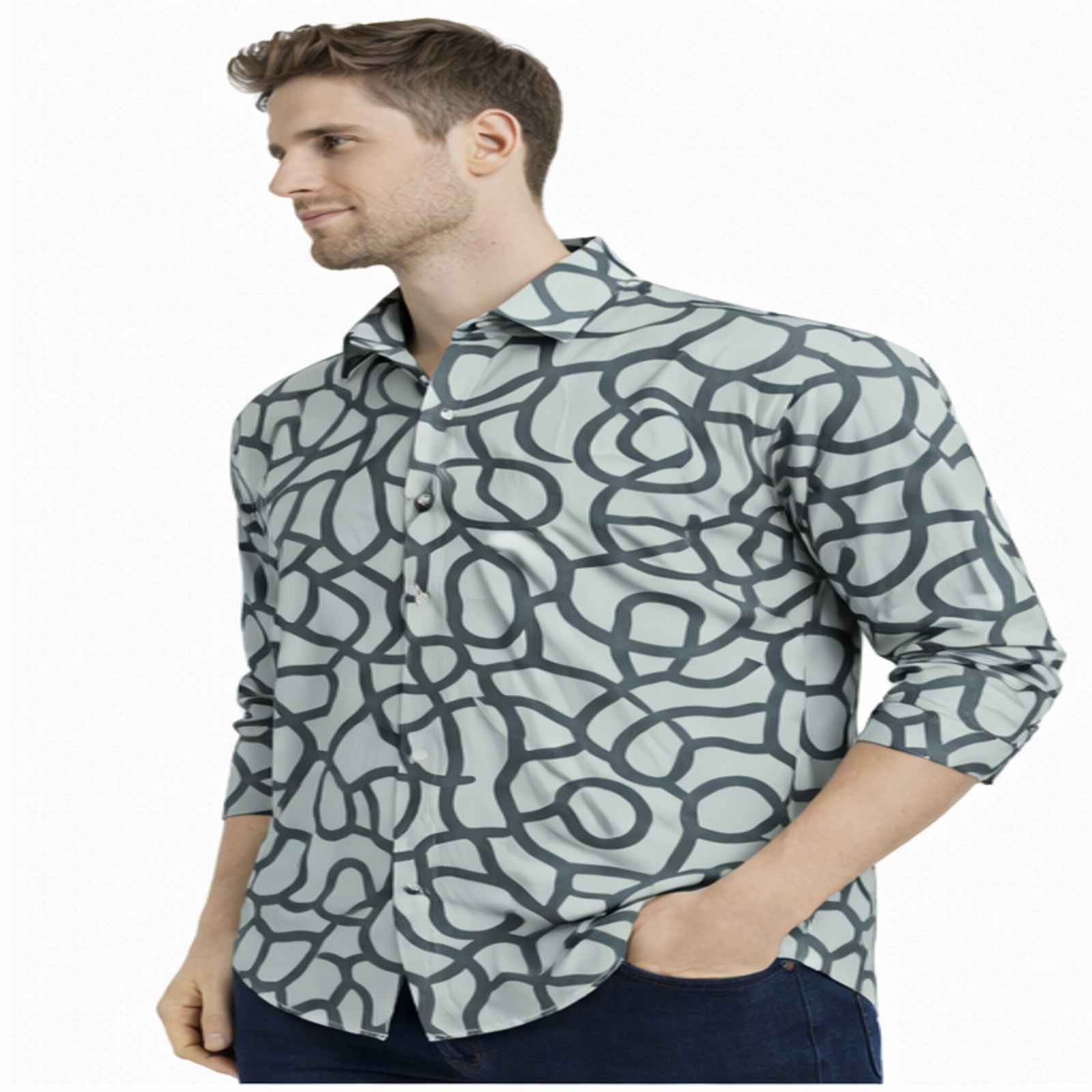 Monochrome Abstract Print Shirt-2