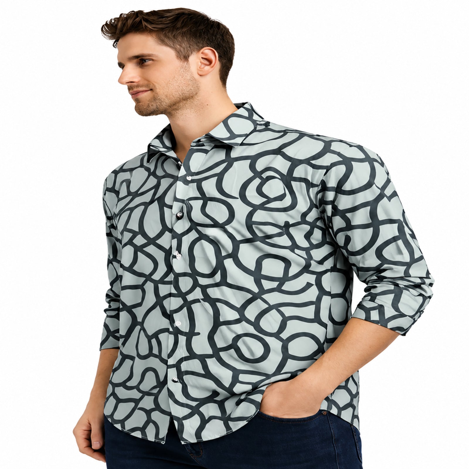 Monochrome Abstract Print Shirt