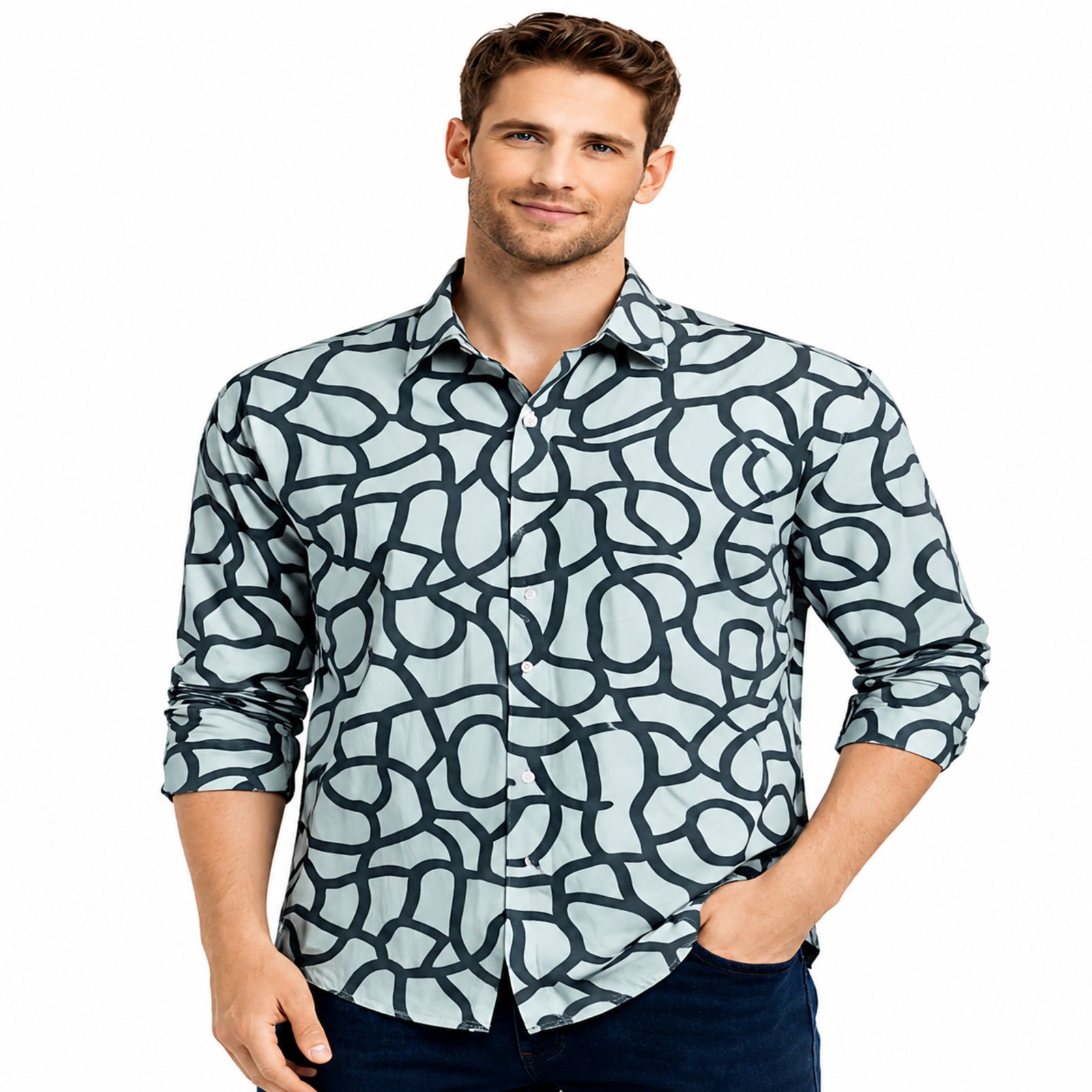 Monochrome Abstract Print Shirt