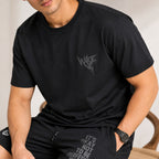 Men's Jet Black Lightning Graphic T-Shirt and Shorts Co-Ord Set-4