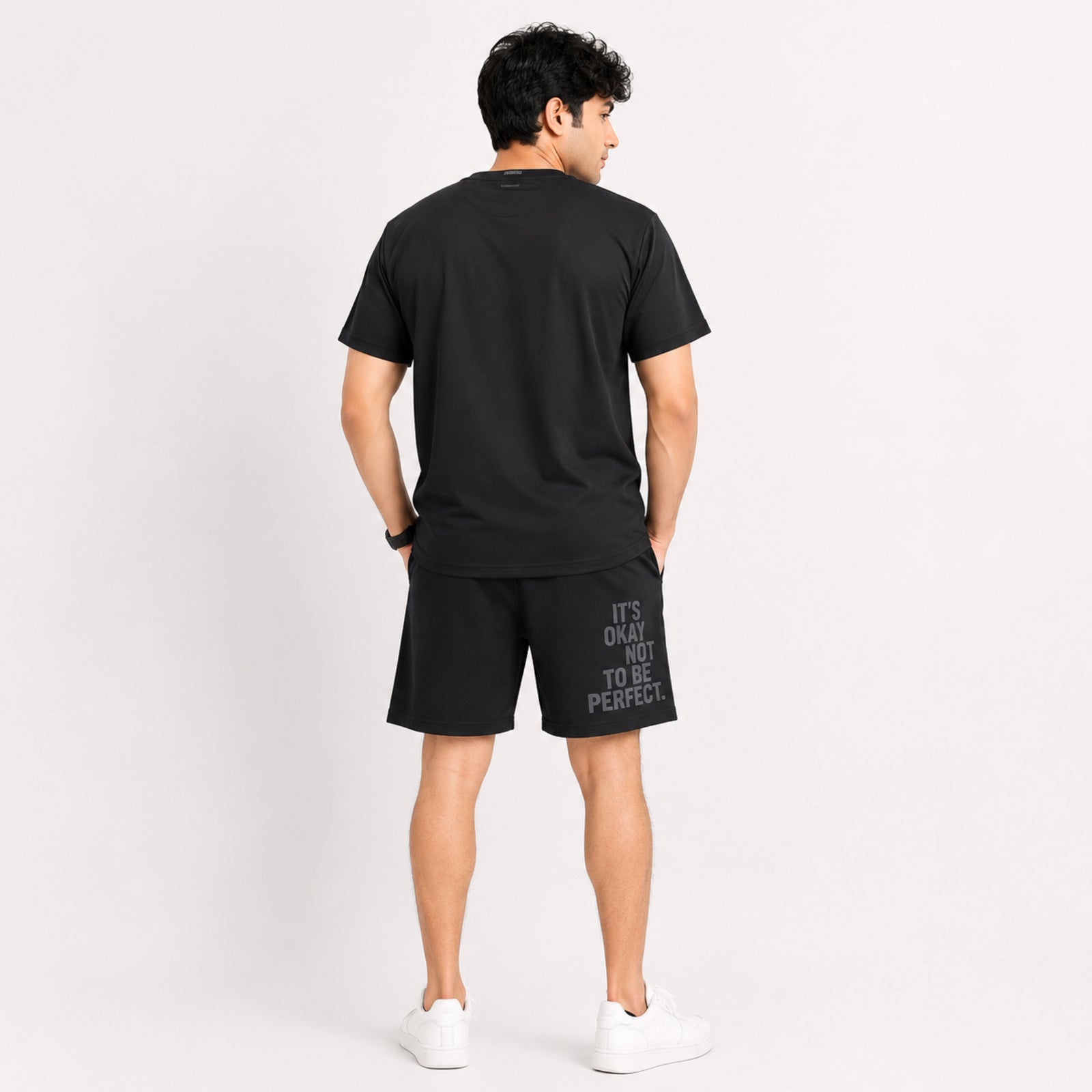 Men's Jet Black Lightning Graphic T-Shirt and Shorts Co-Ord Set-2