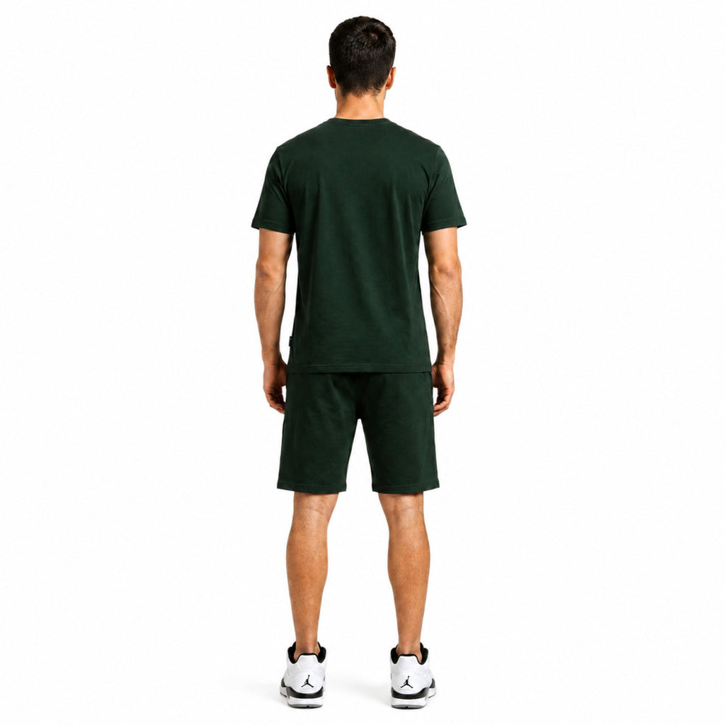 Men's Casual Michael Jackson Graphic Print Green T-Shirt and Shorts Loungewear Set