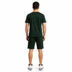 Men's Casual Michael Jackson Graphic Print Green T-Shirt and Shorts Loungewear Set
