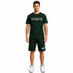 Men's Casual Michael Jackson Graphic Print Green T-Shirt and Shorts Loungewear Set