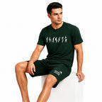 Men's Casual Michael Jackson Graphic Print Green T-Shirt and Shorts Loungewear Set