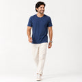Classic Solid Blue Crew Neck T-Shirt-1