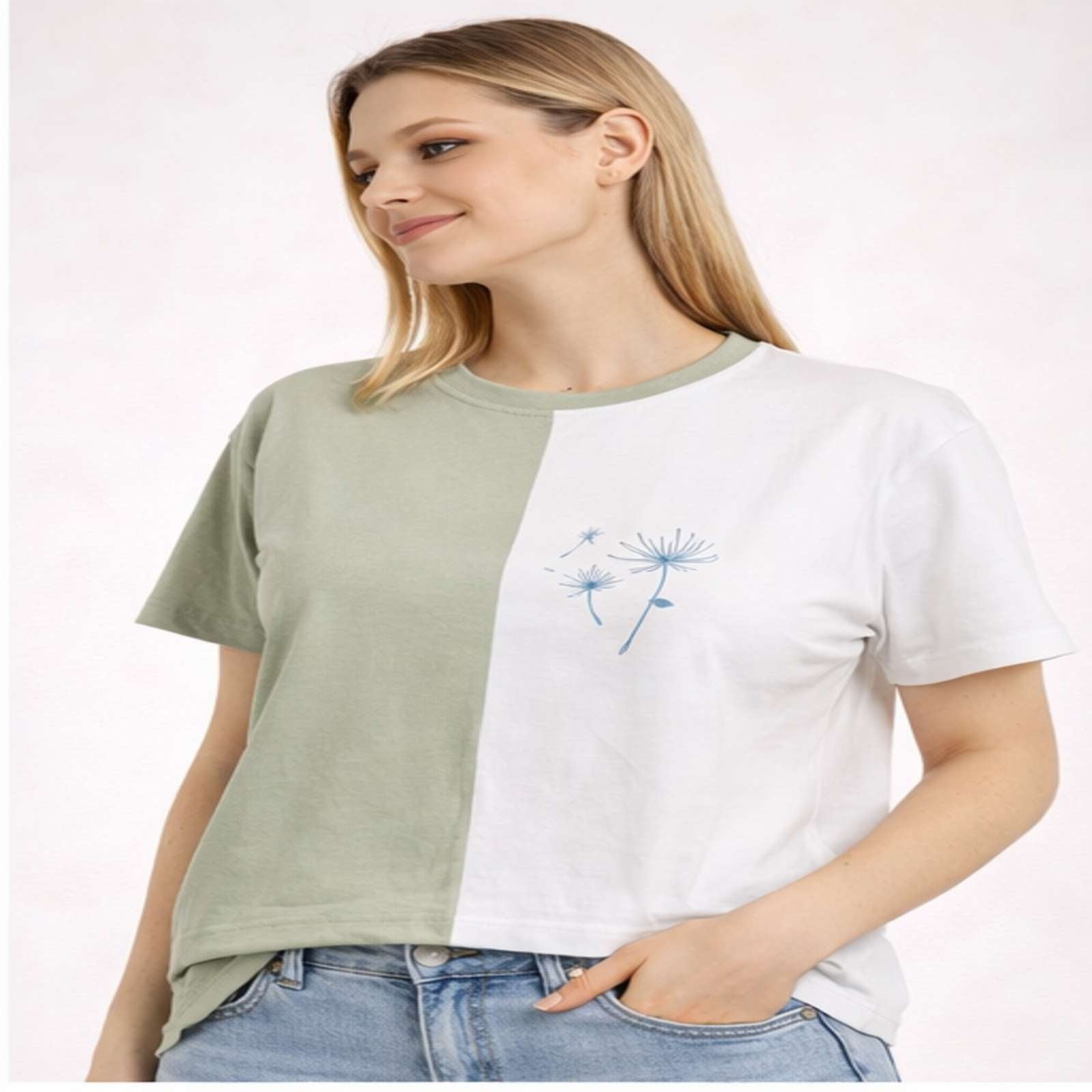 Dual Tone Minimal Panel T-Shirt