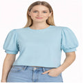 Women's Sky Blue Puff Sleeve Casual Top