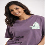Women's Lavender Graphic “Take It Easy” Casual T-Shirt
