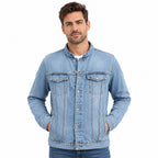 Band Collar Denim Jacket