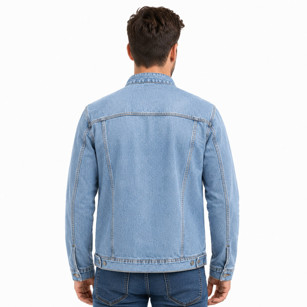 Band Collar Denim Jacket