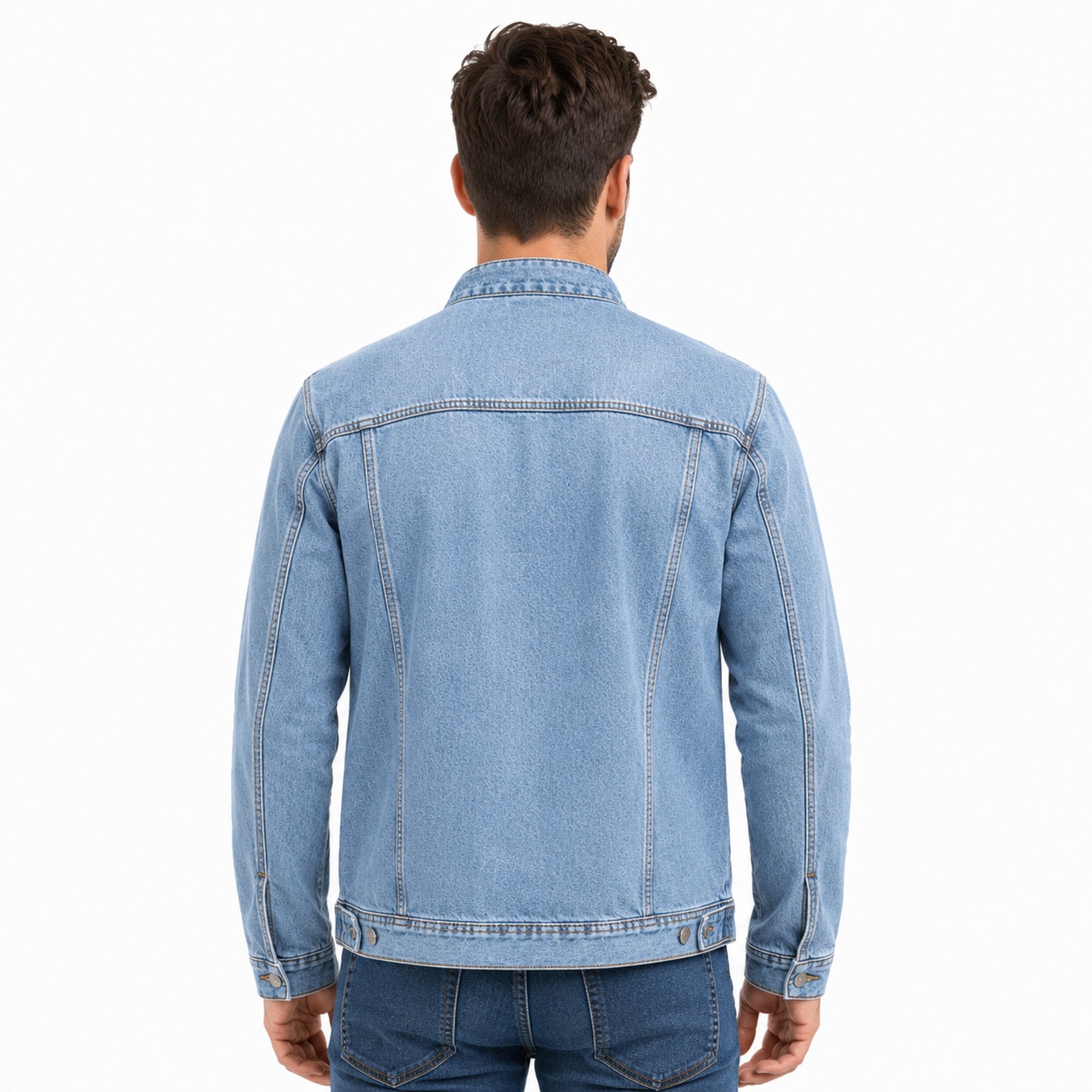 Band Collar Denim Jacket