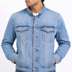 Band Collar Denim Jacket