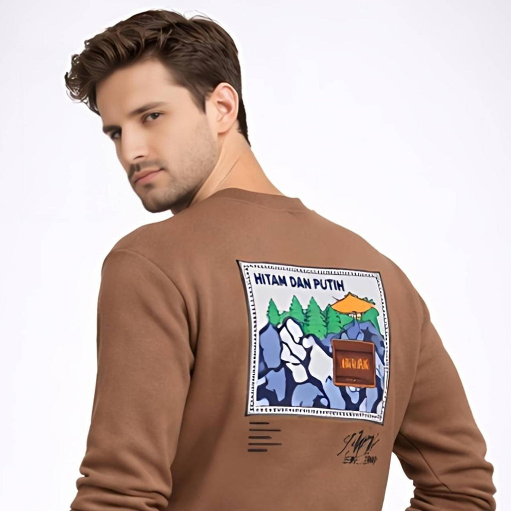 Men's Brown Back Graphic Sweatshirt-3