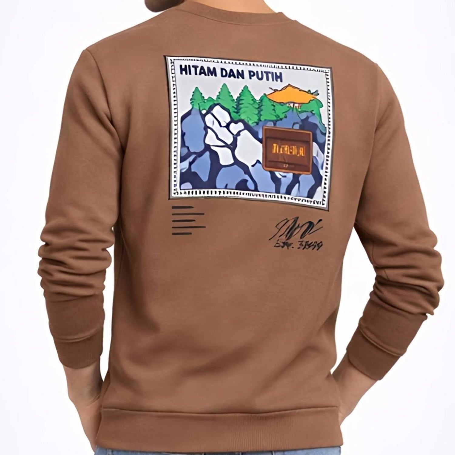 Men's Brown Back Graphic Sweatshirt-4